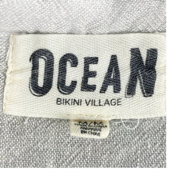 Ocean bikini Village Men's Beige Linen Blend Button Up Short Sleeve Shirt US M - Picture 7 of 8